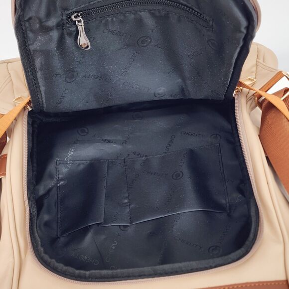Cheruty Anti-Theft Tan Faux Leather Convertible Backpack - Picture 8 of 12